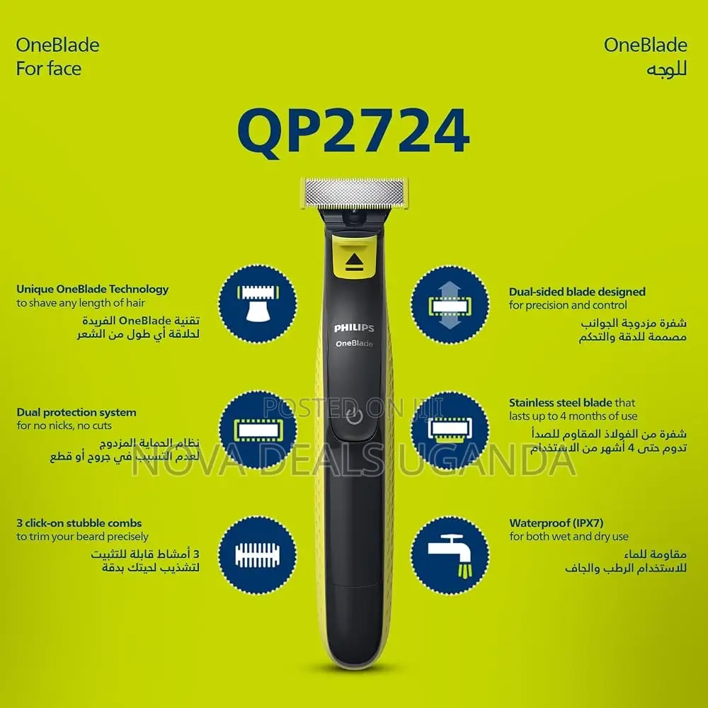 Philips Oneblade Trimmer Qp2724/10, Trim, Edge Shave- Cordless Blade