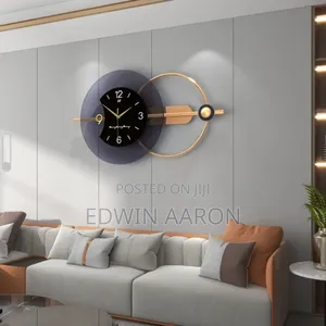 Modern 3d Wall Clock With Geometric Golden Design .