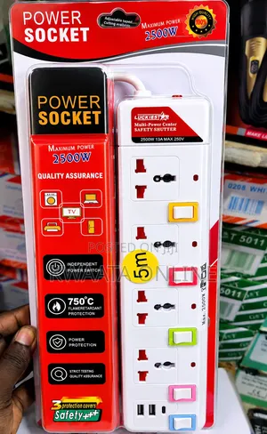 Luckiestar 4-way Power Extension 5metre Cable With 2 Usb/1 Typec Ports