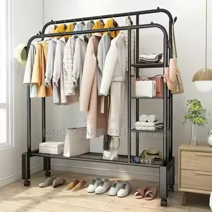 Freestanding Clothes Garment Rack With Shelving