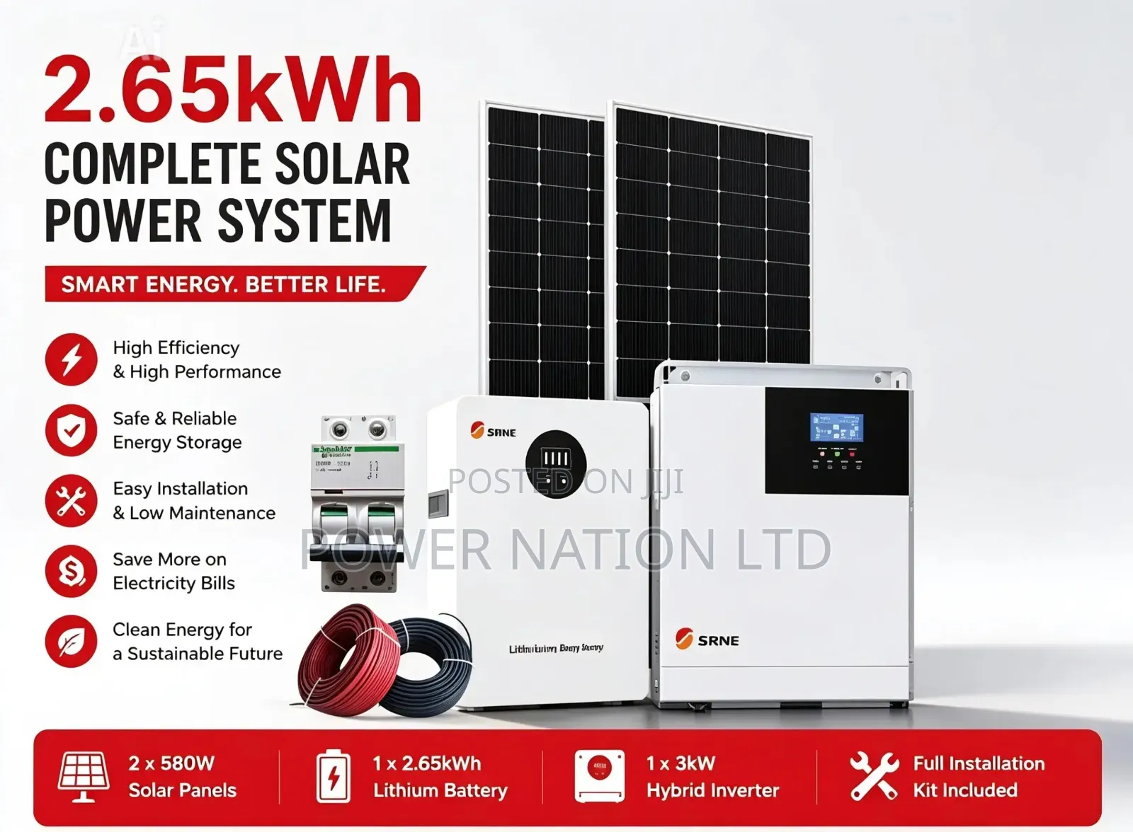 2.5kwh 24v Comboindia Lithium Solar System Full Kit