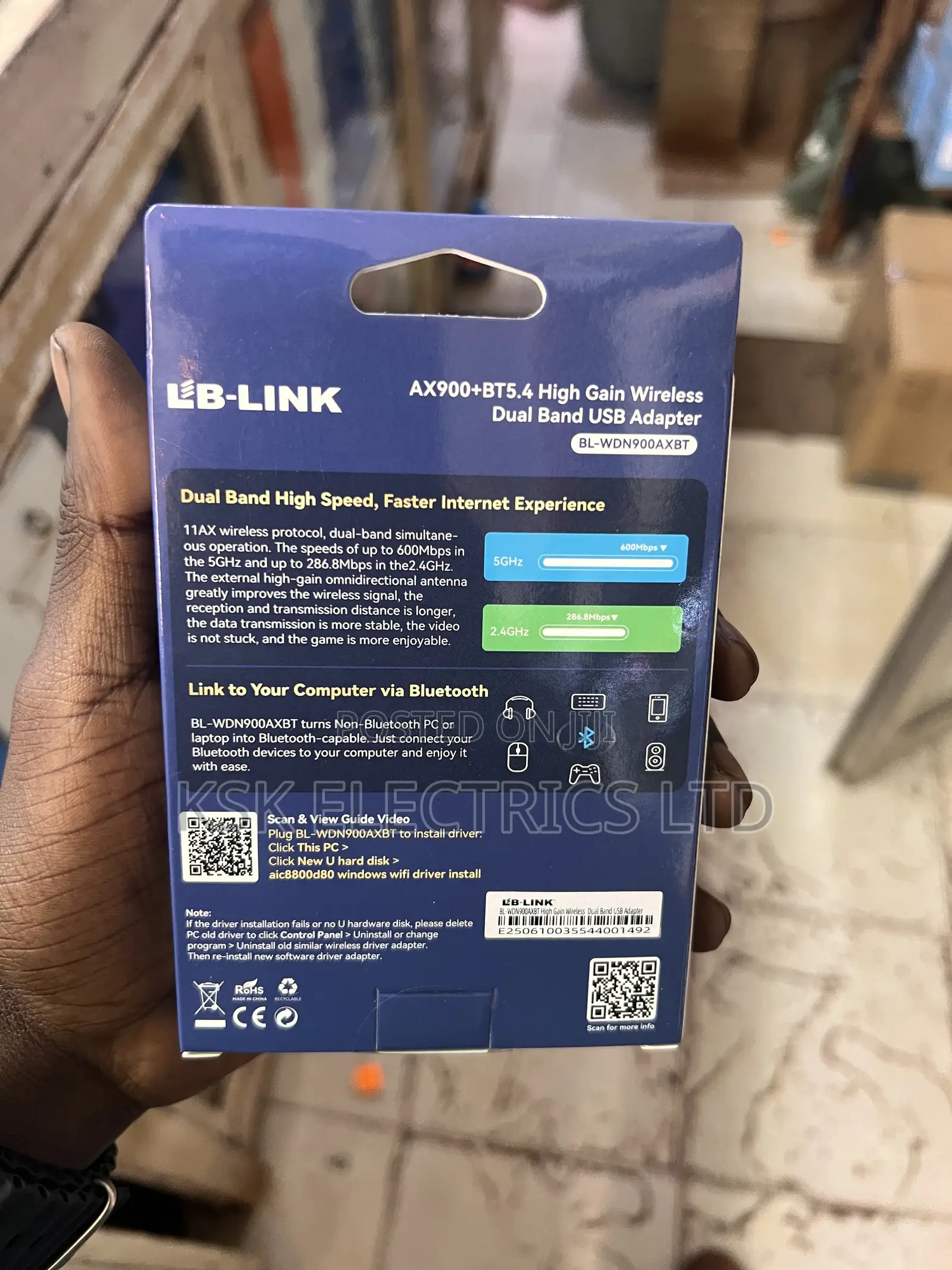Lb-Link Ax900+Bt5.4 High Gain Wireless Dual Band USB Adapter