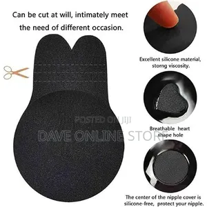 Strapless Sticky Bra, Backless Adhesive Push Up Bra- Black/Brown