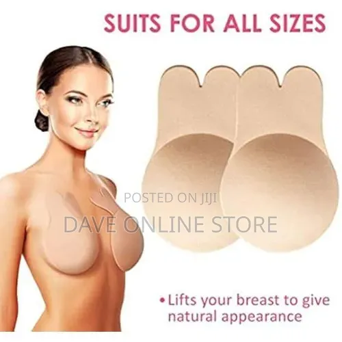 Strapless Sticky Bra, Backless Adhesive Push Up Bra- Black/Brown