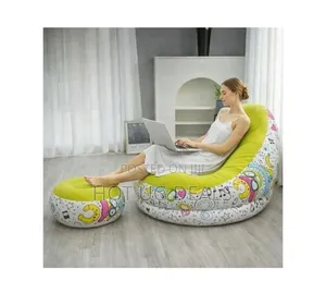 Inflatable Flocking Air Chair With Footrest With Pump
