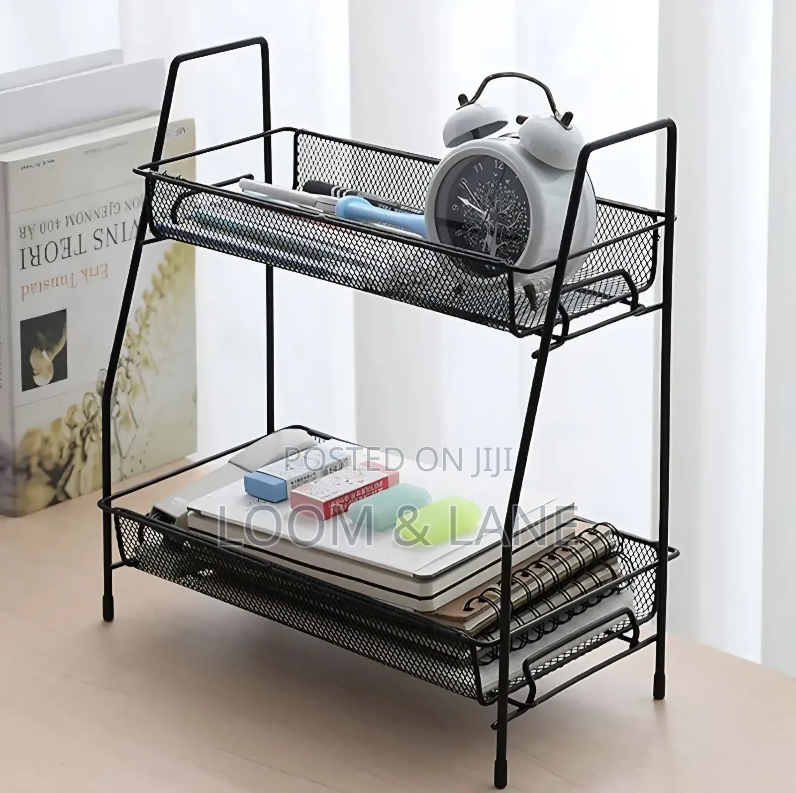 Two-Tiered Metal Mesh Multipurpose Storage Shelf