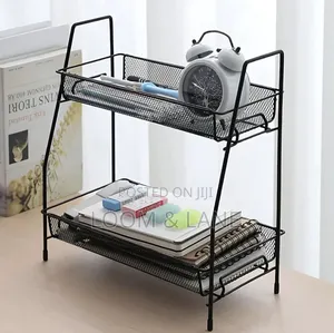 Two-Tiered Metal Mesh Multipurpose Storage Shelf