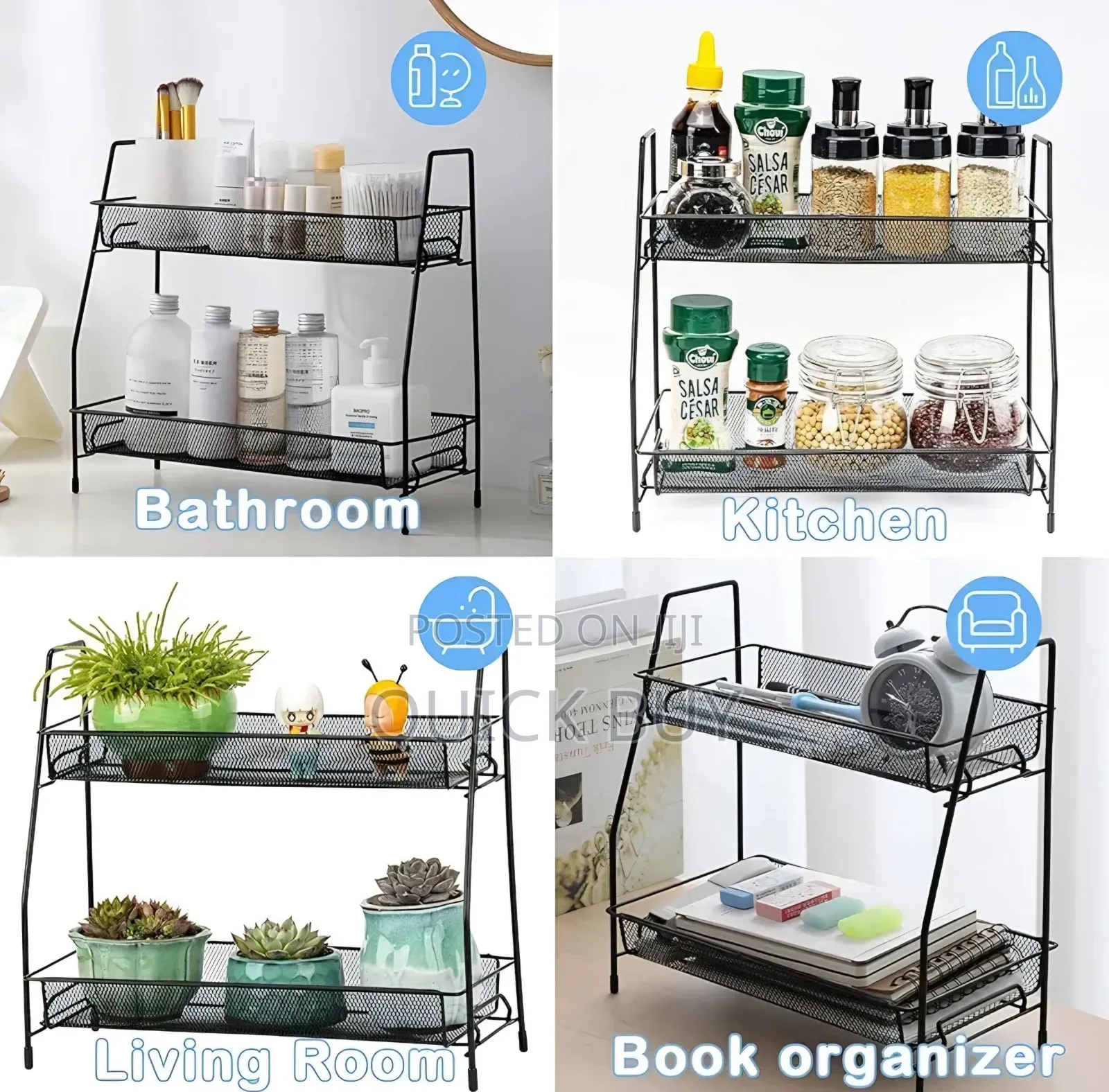 Two-Tiered Metal Mesh Multipurpose Storage Shelf