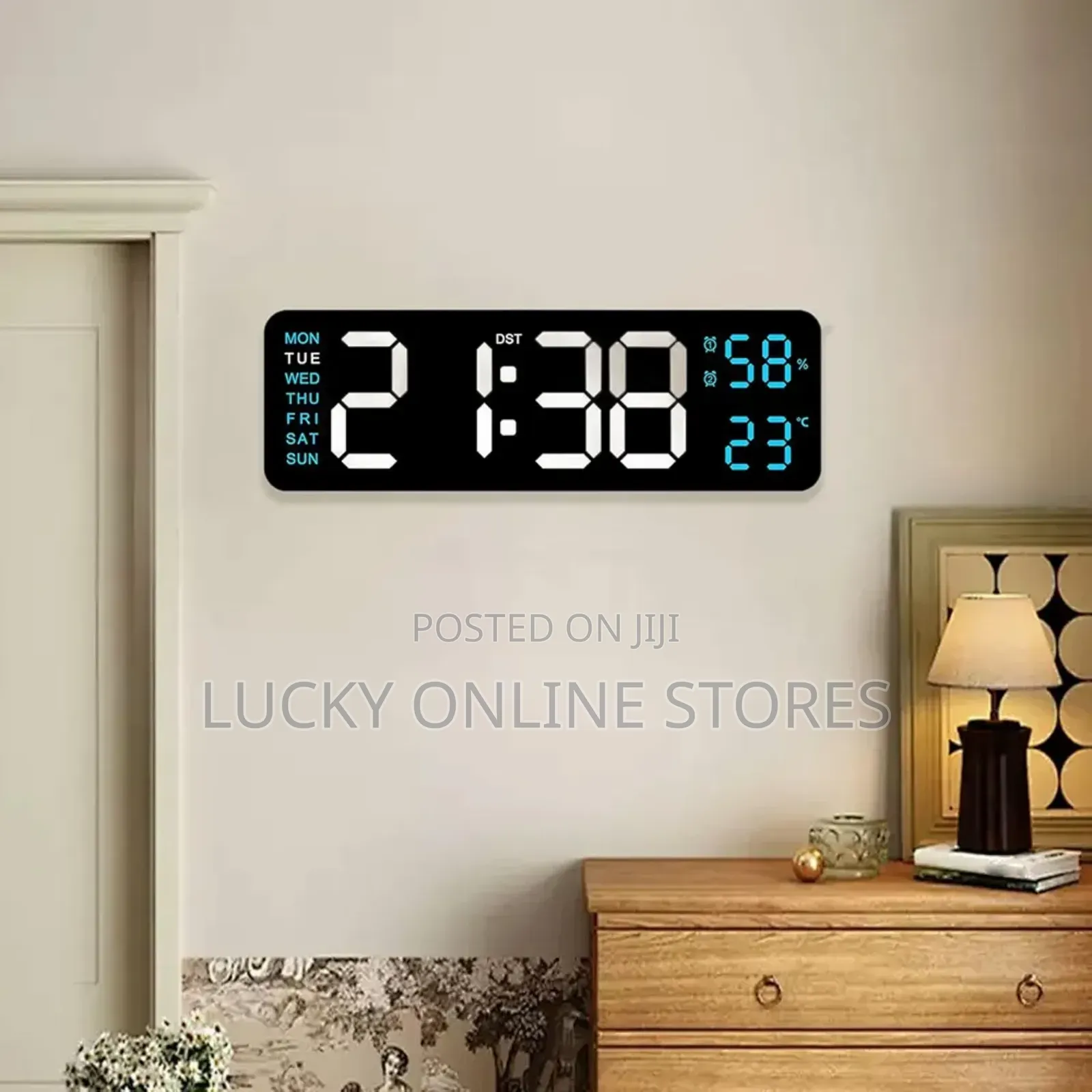 Digital Alarm Temperature Humidity Wall Clock