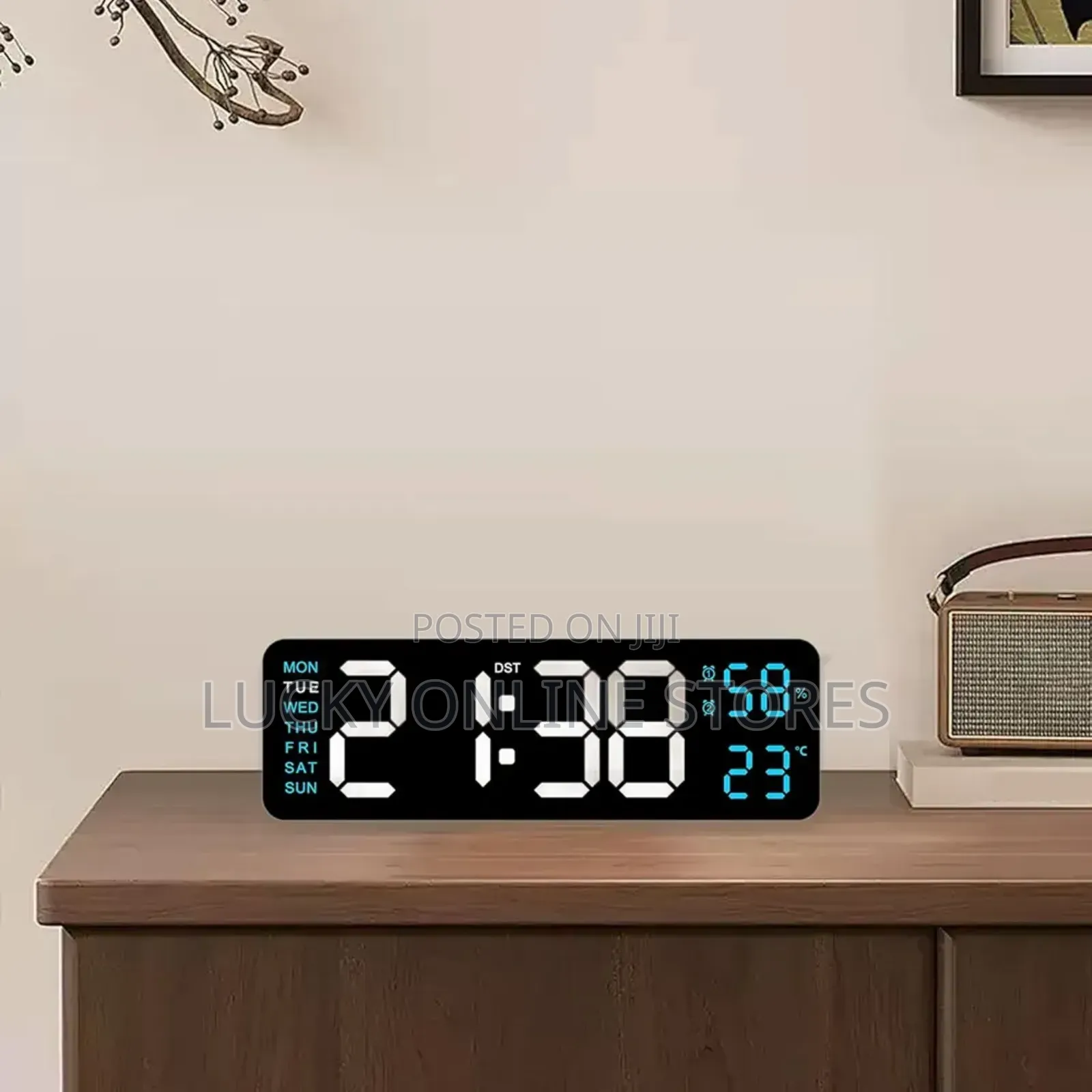 Digital Alarm Temperature Humidity Wall Clock
