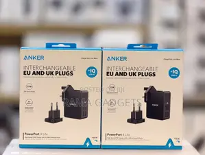 Anker Powerport 4 Lite 27w Charger Interchangeable Eu and Uk Plugs.