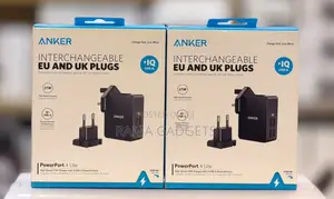 Anker Powerport 4 Lite 27w Charger Interchangeable Eu and Uk Plugs.