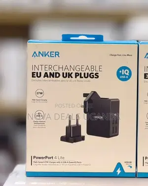 Anker 4-Port Usb Charger, Powerport 4 Lite -Uk and Eu Travel Charger,