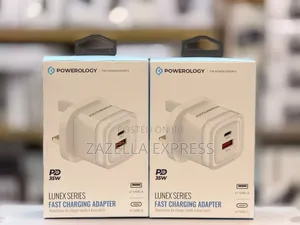 Powerology Lunex Series 35w Dual Port Fast Wall Charger, Usb-C Pd