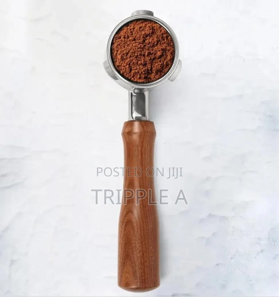 Coffee Portafilter With a Wooden Handle