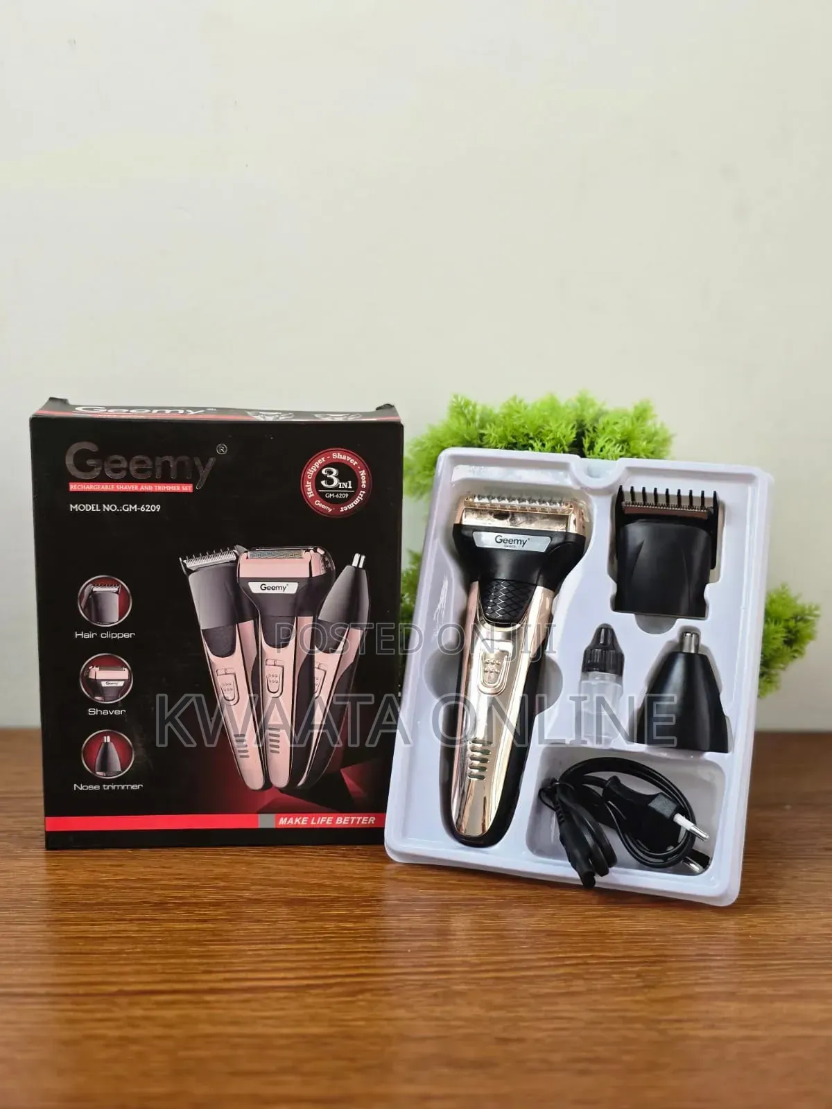 Geemy Premium 3-in-1 Rechargeable Trimmer Hair, Beard Nose