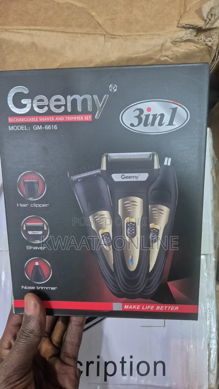 Geemy Premium 3-in-1 Rechargeable Trimmer Hair, Beard Nose