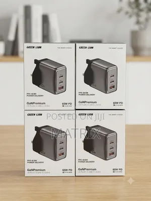 Green Lion Gan Premium Charger 65w Pd Uk Plug, 3ports