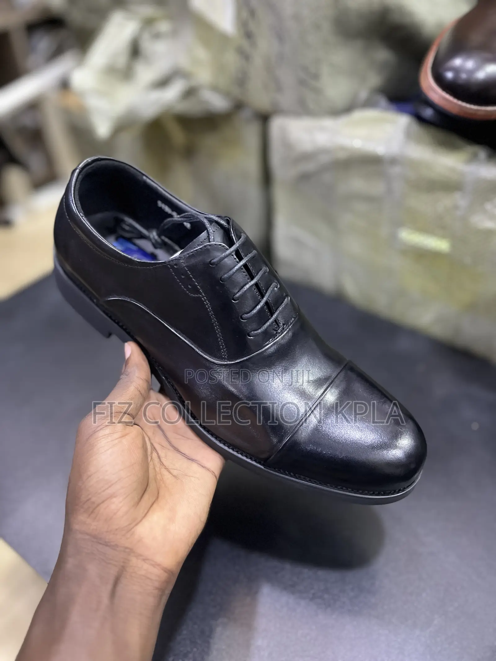 Franco Banate Black Leather Office Shoes