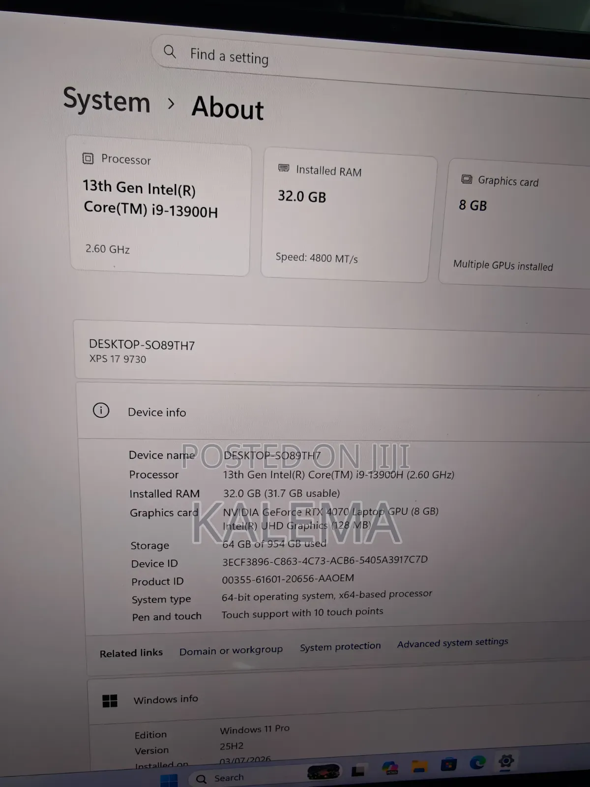 Laptop Dell XPS 17 9730 32GB Intel Core i9 SSD 1T