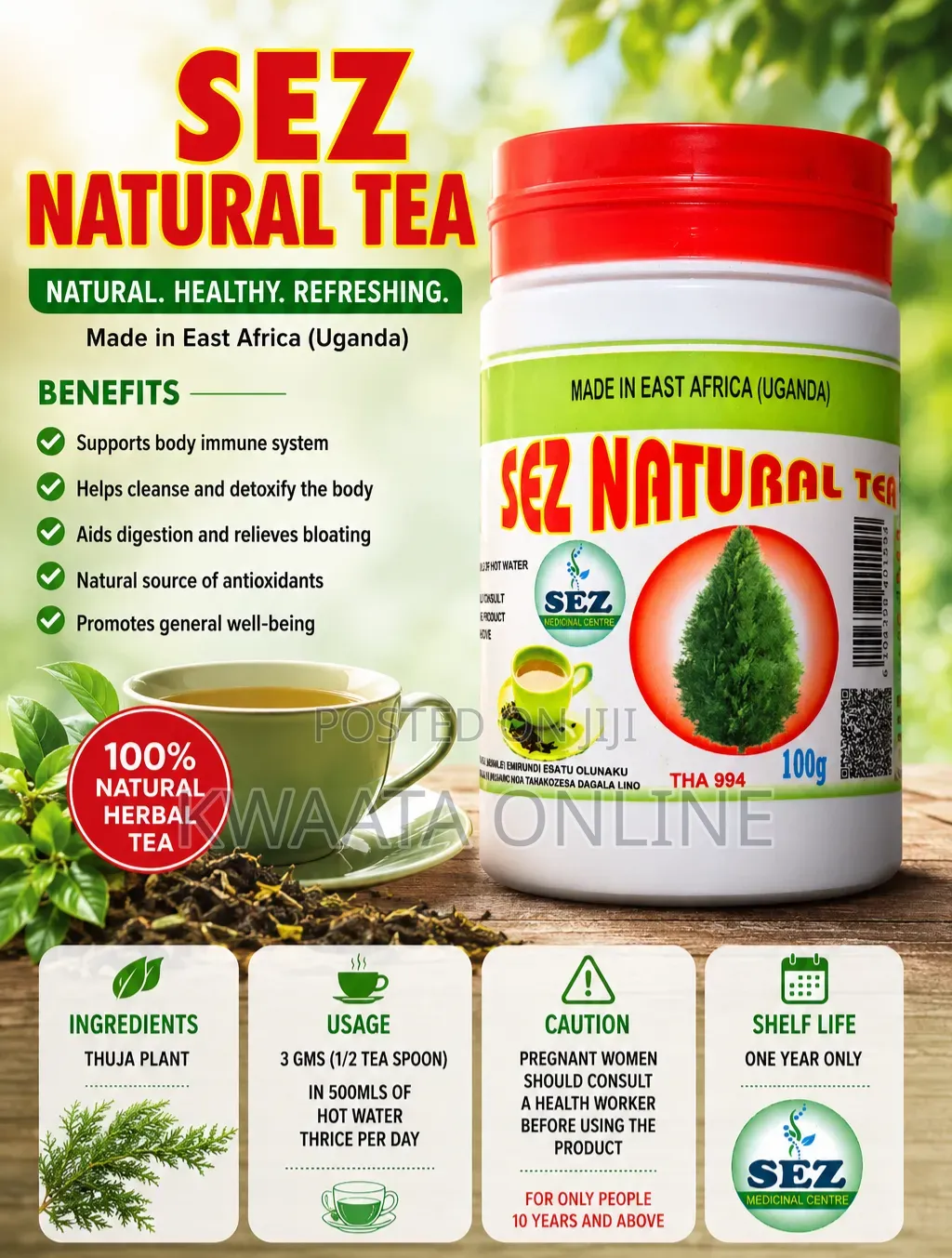 Sez Natural Cypress (Kakomera) Tea – Herbal Immune Support Tea | 100g