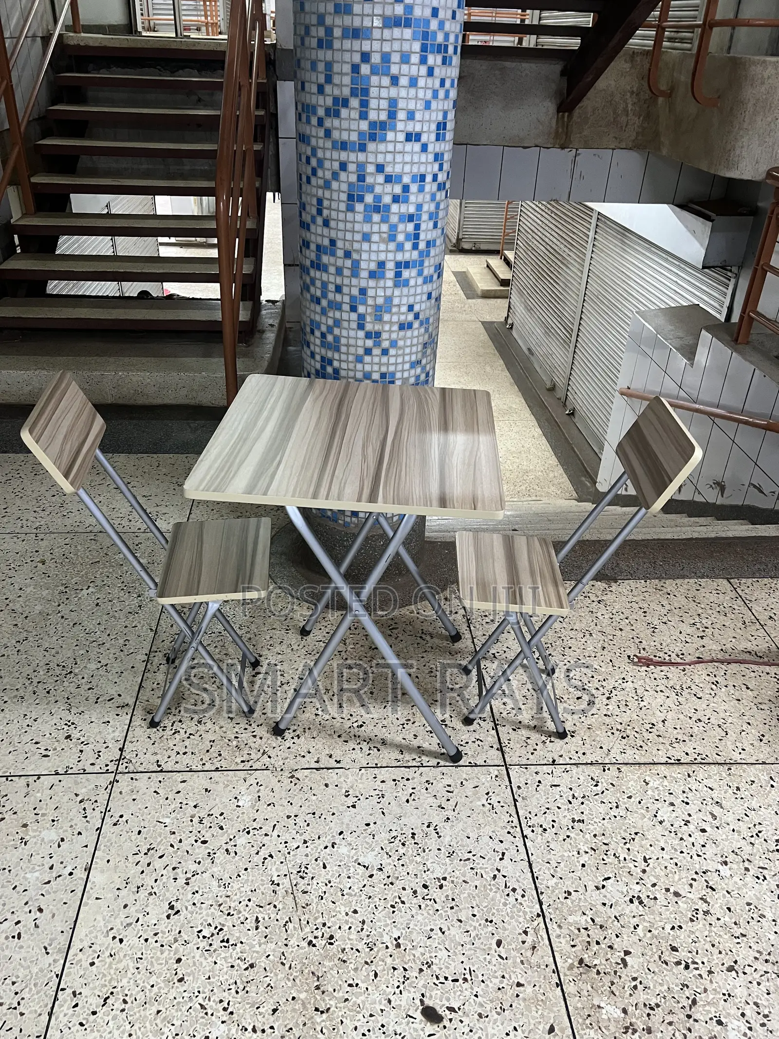 Elevated Wooden Folding Table and Chairs