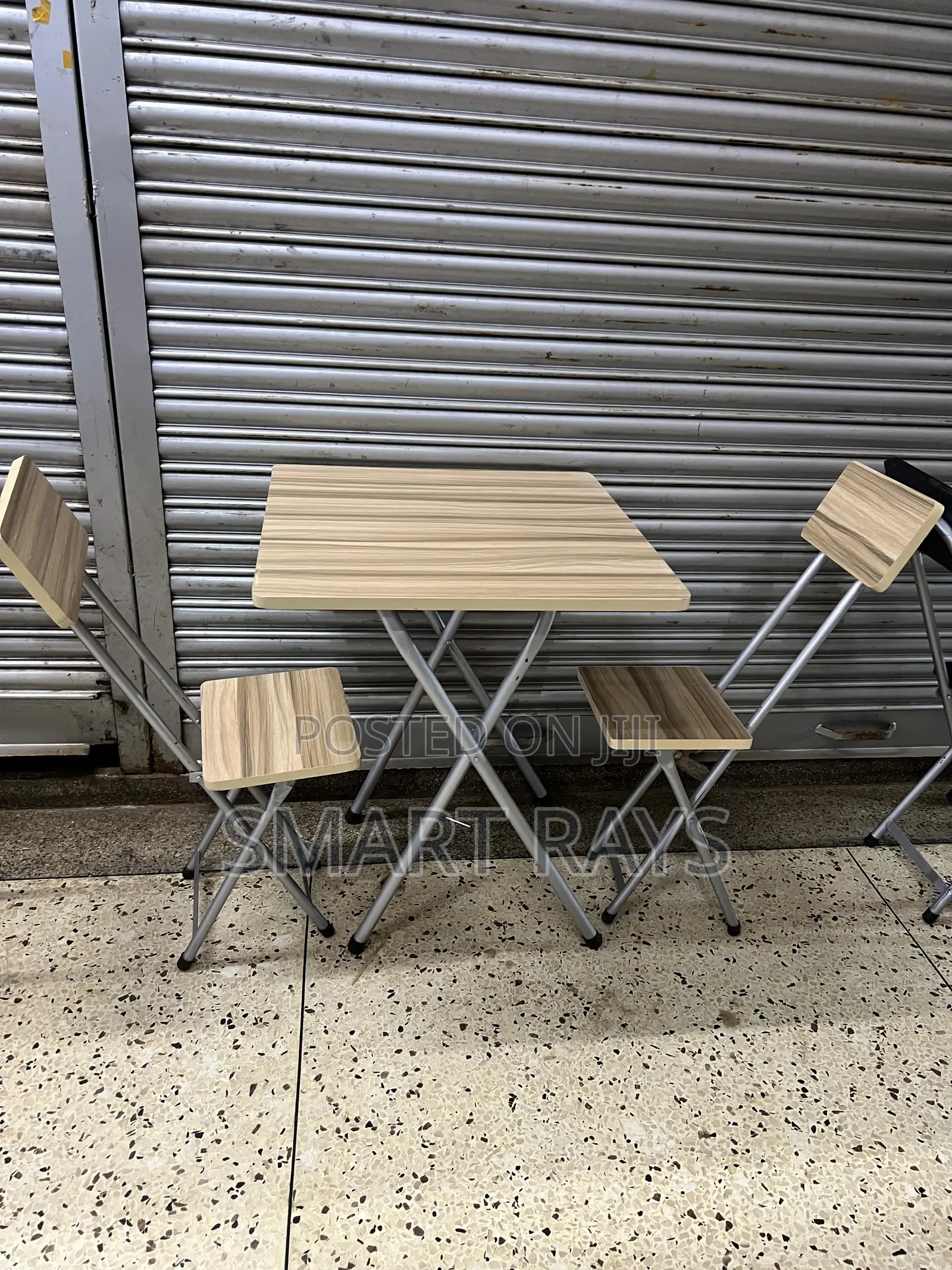 Elevated Wooden Folding Table and Chairs