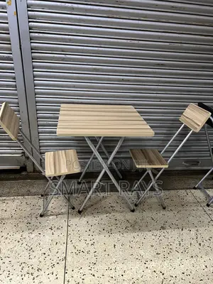 Elevated Wooden Folding Table and Chairs