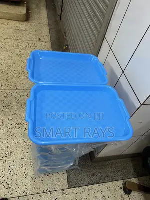 Light Blue Plastic Serving Trays 12pcs
