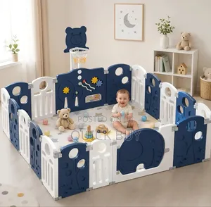 Kids Foldable Activity Centre Playpen With Basketball Hoop
