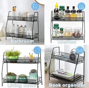 Two-Tiered Metal Mesh Multipurpose Storage Shelf
