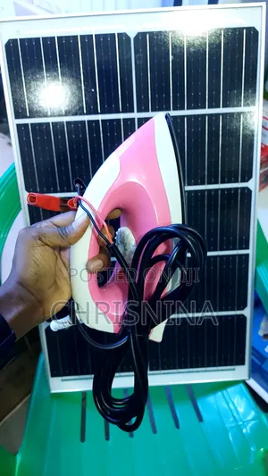 12v Dc Solar Pressing Iron (150w Dry Flat Iron With Battery Clips)