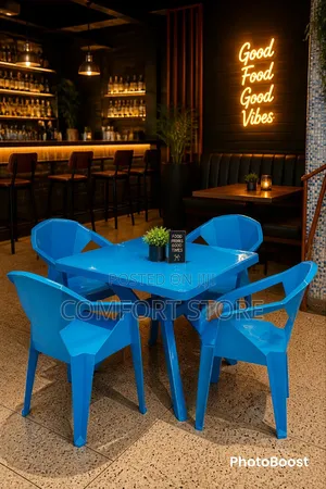 Cj's Fine Dinning Plastic Chairs and Table