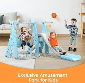 4-in-1 Indoor/Outdoor Swing Set for Kids With Basketball Hoop