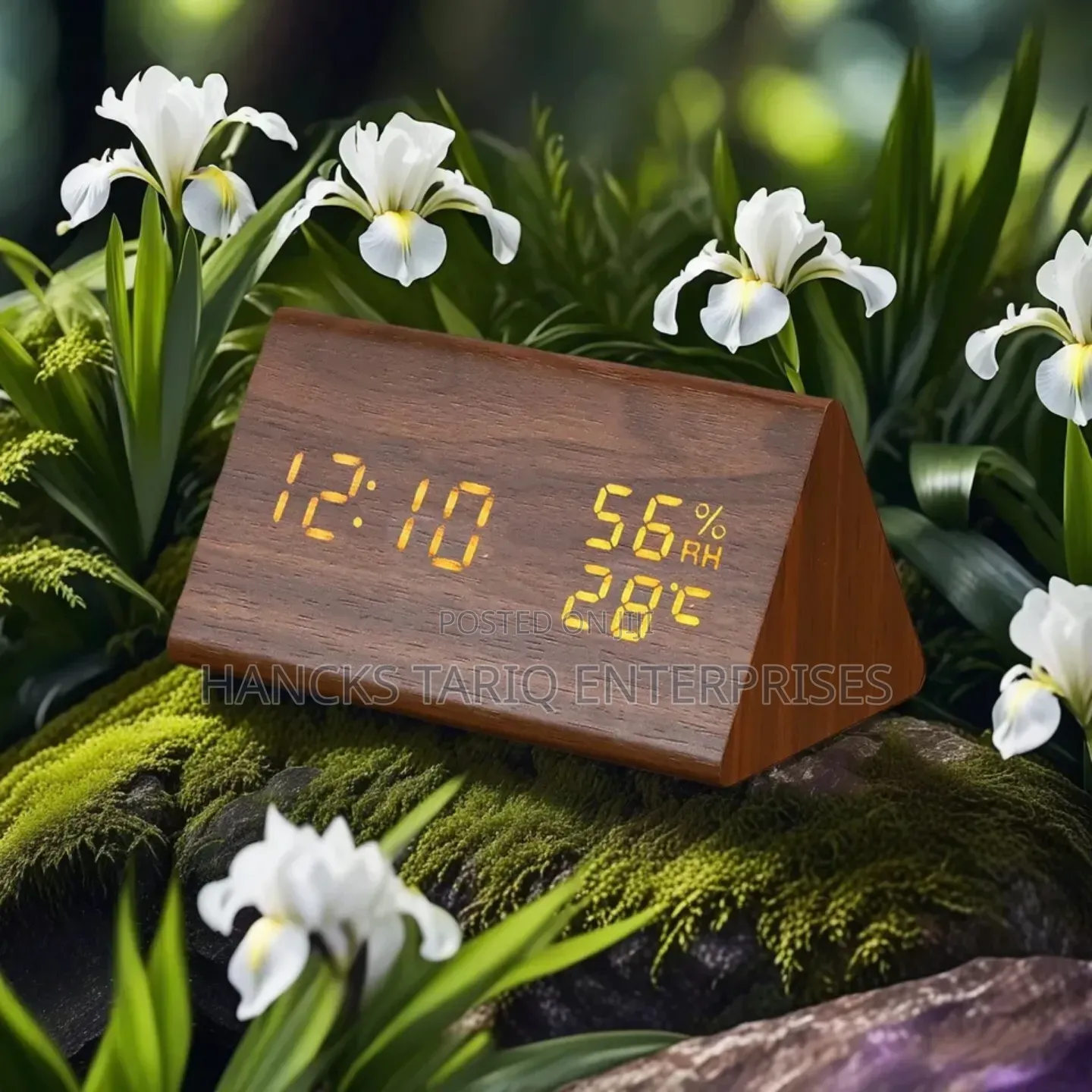 ​Triangular Wooden Digital Desk Clock