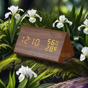 ​Triangular Wooden Digital Desk Clock