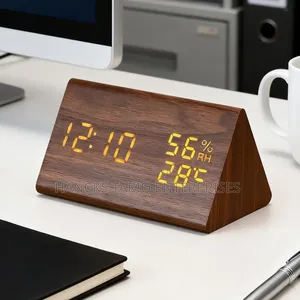 ​Triangular Wooden Digital Desk Clock