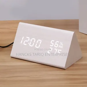 ​Triangular Wooden Digital Desk Clock