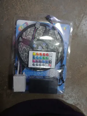 5-Meter RGB Color-Changing Led Strip Light Kit Packaged in Plastic.