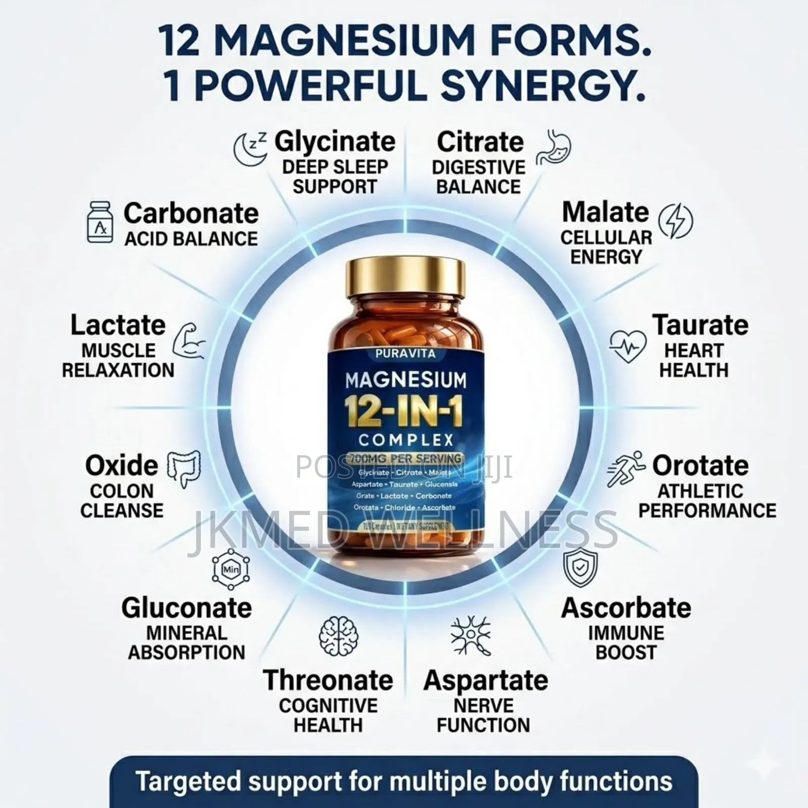 12 in 1 Magnesium Complex 700mg Per Serving -120 Caps