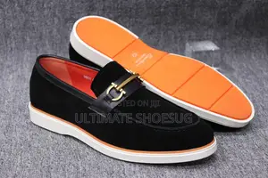 Satoni Ferragamo Black Suede Loafers