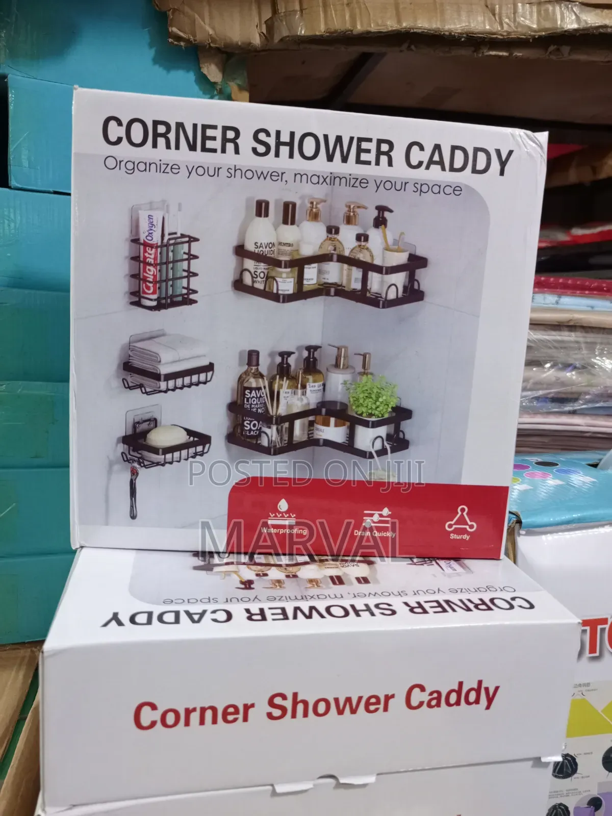 5-Piece Black Stainless Steel Corner Shower Caddy Set