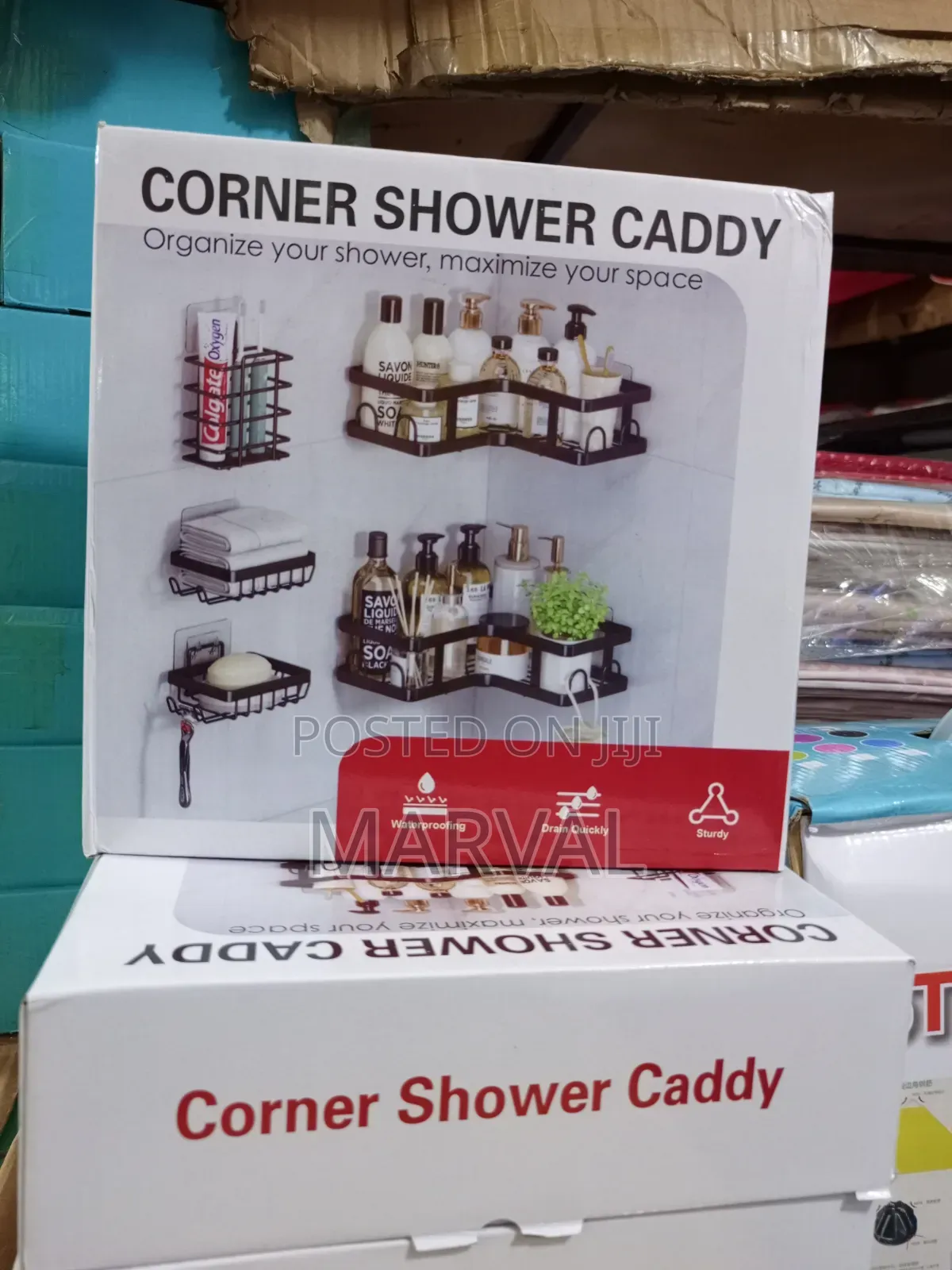 5-Piece Black Stainless Steel Corner Shower Caddy Set