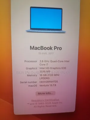 Laptop Apple MacBook Pro 2017 16GB Intel Core i7 SSD 256GB