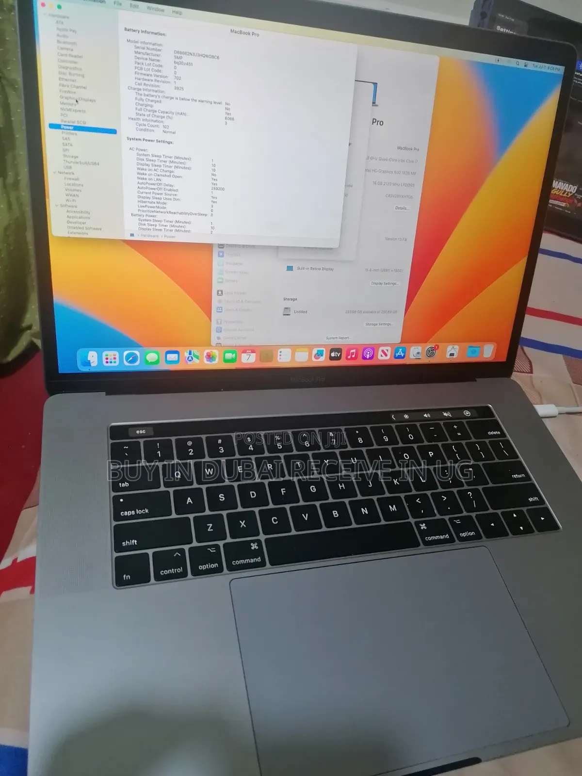 Laptop Apple MacBook Pro 2017 16GB Intel Core i7 SSD 256GB