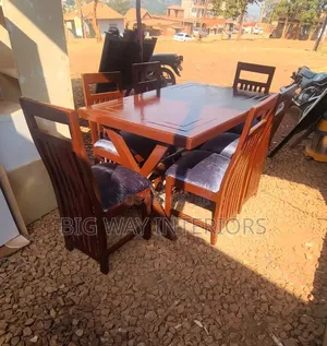 Coffee Brown 6 Seater Dinning With X-Legs