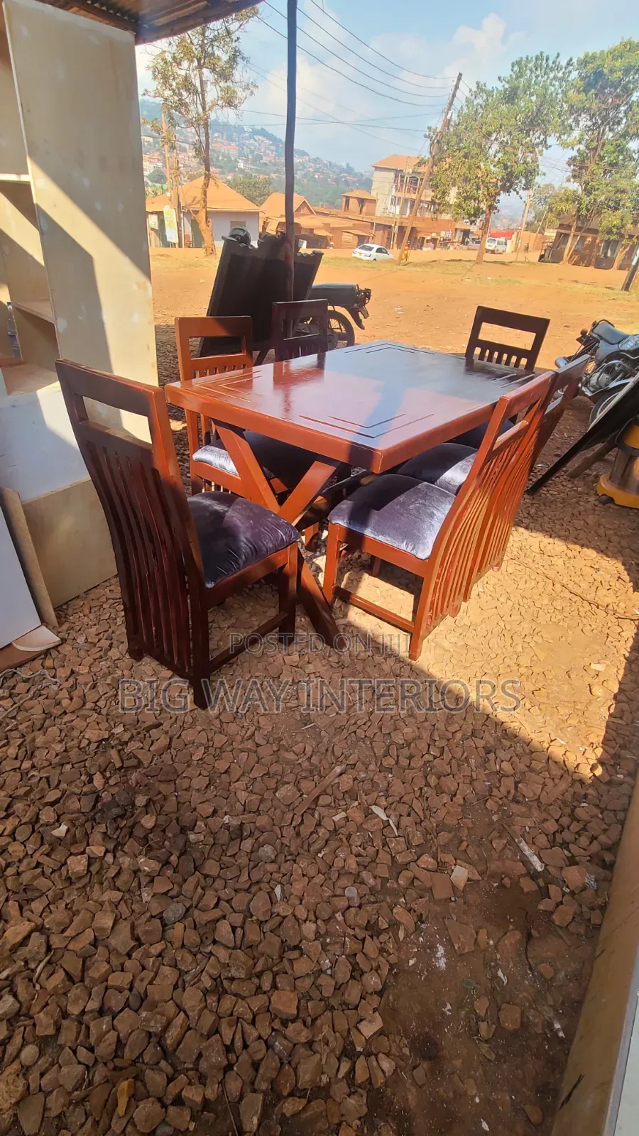 Coffee Brown 6 Seater Dinning With X-Legs
