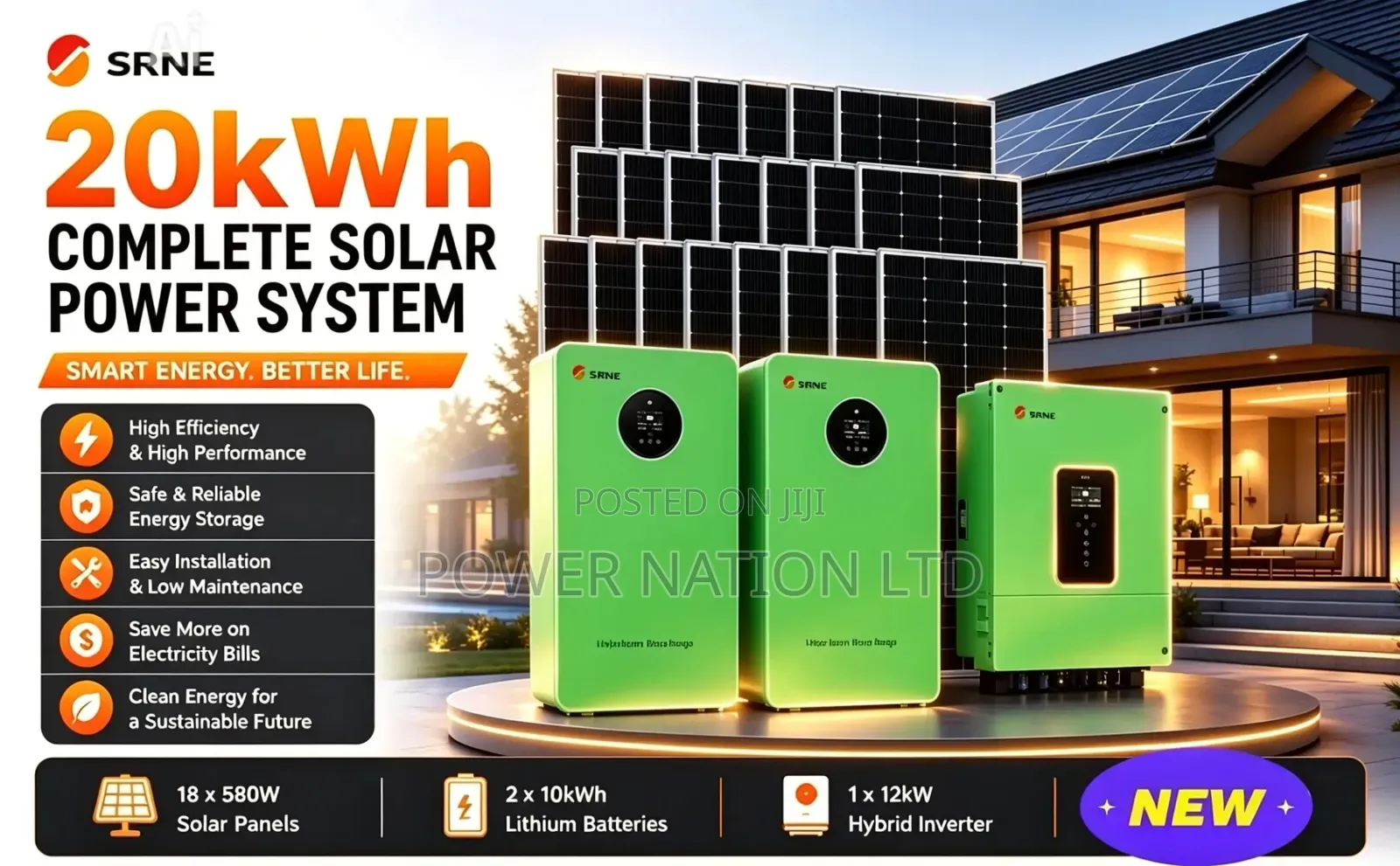 20kwh 48v Taboo Hybrid Solar System Full Kit