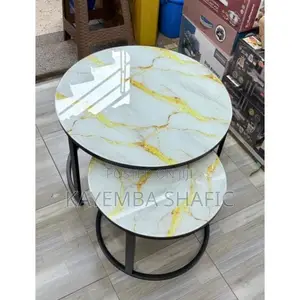 2-Piece Round Tempered Glass Nesting Coffee Table Set