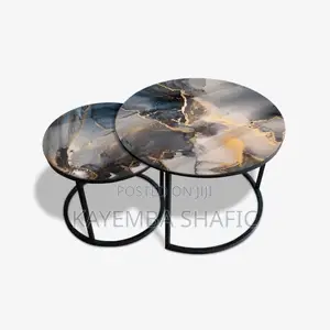2-Piece Round Tempered Glass Nesting Coffee Table Set